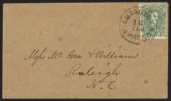 5c Green, Stone 1-2 (1). Large margins to clear, tied by clear strike ...