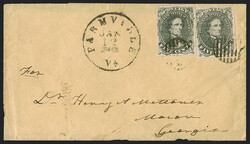 5c Olive Green, Stone A-B (1c). Two singles, one full margins all ...