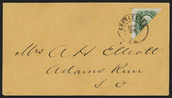 20c Green, Diagonal Half Used as 10c (13d). Top left diagonal bisect, ...