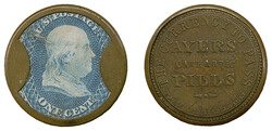 Ayer's Cathartic Pills, Lowell Mass., 1c Blue (EP2). Stamp with rich ...