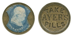 Take Ayer's Pills, 1c Blue (EP8). Stamp with bright color, mica with ...