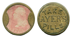 Take Ayer's Pills, 3c Rose (EP9). Bright stamp color, trivial mica ...