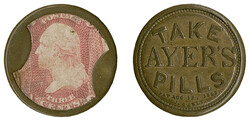 Take Ayer's Pills, 3c Rose (EP9). Stamp with bright color and some ...