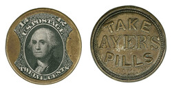 Take Ayer's Pills, 12c Black (EP12). Stamp with intense shade and ...