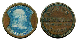 Ayer's Sarsaparilla, 1c Blue, Medium "Ayer's" (EP13). Deep rich color ...