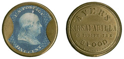Ayer's Sarsaparilla, 1c Blue, Medium "Ayer's" (EP13). Stamp with rich ...