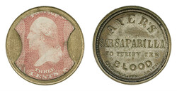 Ayer's Sarsaparilla, 3c Rose, Medium "Ayer's" (EP15). Stamp with ...