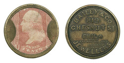 Bailey & Co., Philadelphia, 3c Rose (EP22). Stamp has unusually rich ...