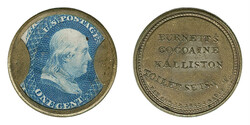 Burnett's Cocoaine Kalliston, 1c Blue (EP44). Stamp has rich color, ...