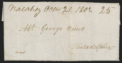 "Natchez Octr 21 1802 25", Mississippi Territory. Manuscript postmark ...