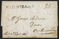"NATCHEZ Aug. 3" (1805), Mississippi Territory. Bold and clear strike ...