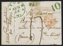 Natchez Mi. Aug. 22 (1846). Circular datestamp boldly struck in green ...