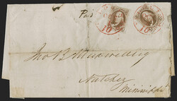 5c Red Brown (1). Two singles, both with rich color and intermediate ...