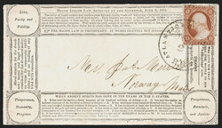 3c Brownish Carmine, Ty. I (11). Full margins to in, tied by ...