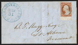 3c Orange Brown, Ty. II (10A). With bottom sheet margin, other sides ...