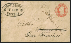 Wm T. Gibbs’ Express Paid. Remarkably bold strike of double-line ...