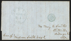 Eutaw Ala. Mar. 31 (1848). Circular datestamp in blue with matching ...