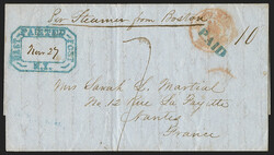 East Painted Post N.Y. Nov. 27 (1846). Bold blue fancy octagonal ...