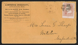 3c Rose, A. Grill (79). Clear grill, usual perfs for this issue, tied ...