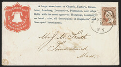 3c Bright Orange Red, Ty. II (11A). Large margins, tied by bold "West ...