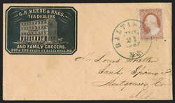 3c Dull Red, Ty. I (11). Large margins including portions or traces ...