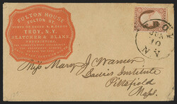 3c Dull Red, Ty. I (11). Tied by "Troy N.Y. Jun. 10" circular ...