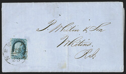 1c Blue, Ty. Ib (5A). Position 9R1E, large margins at sides, in at ...