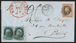 1c Dark Blue, Ty. IV (9). Positions 29-30L1L, horizontal pair with ...