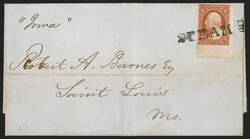 3c Orange Brown, Ty. II (10A). Full to huge margins including bottom ...