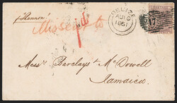 Great Britain, 1856, 6p Lilac (27; SG 68). Tied by barred "17" cancel ...