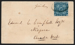 Nova Scotia, 1851, 3p Dark Blue (3; SG 2). Three large margins, just ...