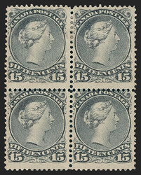 Canada, 1890, 15c Gray Violet, Major Re-Entry (Unitrade 29iii). Block ...