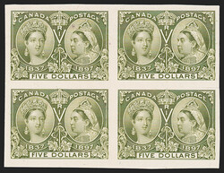 Canada, 1897, 1/2 c, 1c, 3c, 15c, $3.00, $5.00 Jubilee, Plate Proofs ...