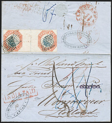 India, Used in Burma, 1854, 4a Red &amp; Blue, 2nd Printing, Head Die ...