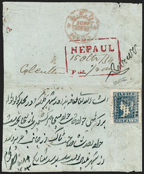 India, Used in Nepal, 1854, ½a Indigo, Die II (2D; SG 7). Huge ...
