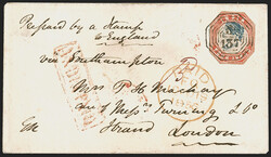 India, Used in Nepal, 1854, 4a Red &amp; Blue, 4th Printing, Head Die ...