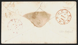 India, Used in Nepal, 1854, 4a Red &amp; Blue, 4th Printing, Head Die ...