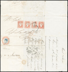India, Used in Straits Settlements--Singapore, 1854, 4a Pale Red & ...
