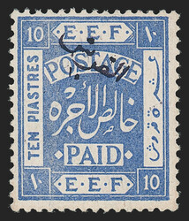 Jordan, 1922, 10pi on 10pi Ultramarine, Black Overprint (34; SG 35). ...