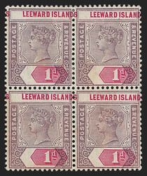 Leeward Islands, 1890, 1p Lilac & Carmine, Severe Shift of Duty Plate ...