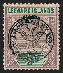 Leeward Islands, 1897, 1/2 p Lilac & Green, Double Overprint (9a; SG ...