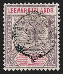 Leeward Islands, 1897, 1p Lilac & Carmine, Double Overprint (10a; SG ...