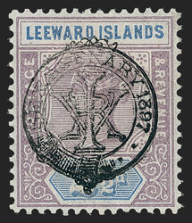 Leeward Islands, 1897, 2 1/2 Lilac & Ultramarine, Double Overprint ...