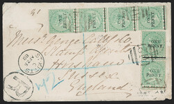 St. Christopher, 1886, 1p on 6p Green (18; SG 24). Vertical strip of ...