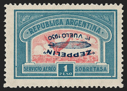 Argentina, 1930, 1p Slate Blue & Red, Air Post, Inverted Overprint ...