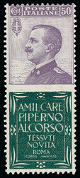 Italy, 1924-25, 15c-1l Definitives with Advertising Labels Attached ...