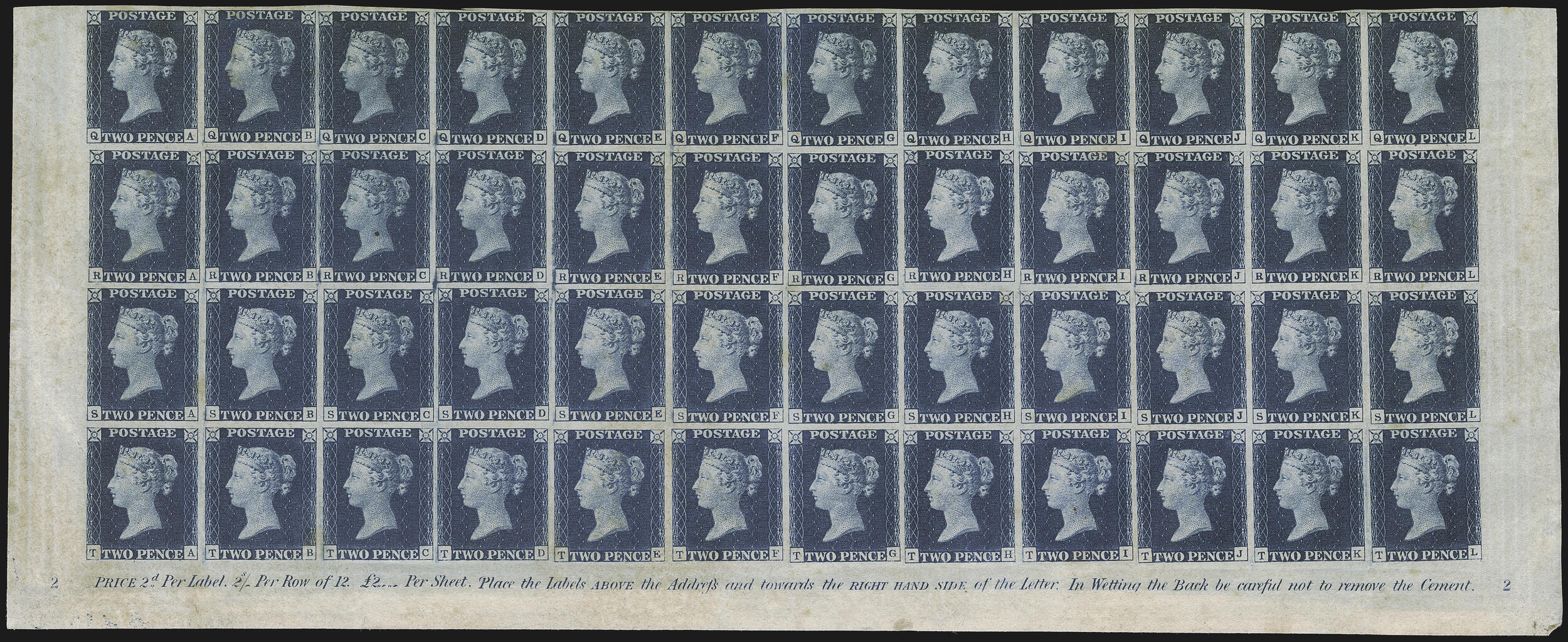 Great Britain, 1840, Two-Pence Blue (Scott 2; Stanley Gibbons 5). ...