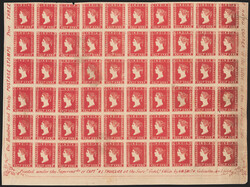 India, 1854, ½a Deep Vermilion, 9½ Arches (1 var; SG 1a). Block of ...