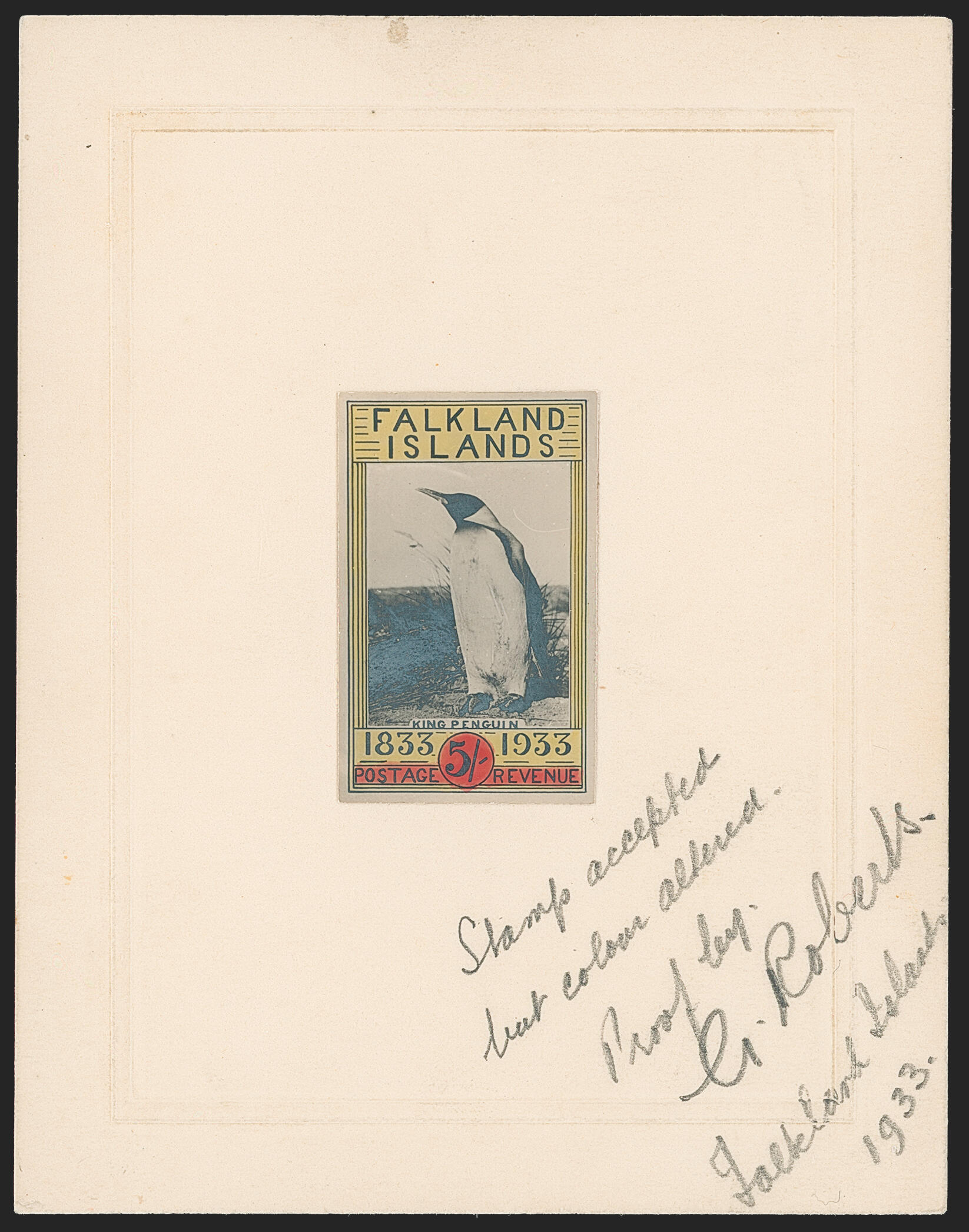Image 1 for lot number 1002 for Robert A. Siegel - The Paul W. Schmid Collection: Falkland Islands 1933 Centenary Issue