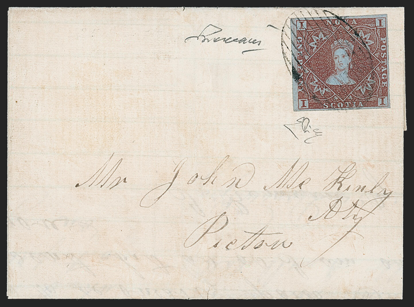 Nova Scotia, 1853, 1p Red Brown (1; SG 1). Large to ample margins on ...